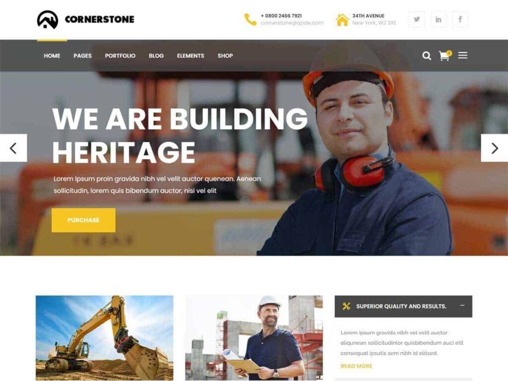 Corner Stone construction WordPress Theme