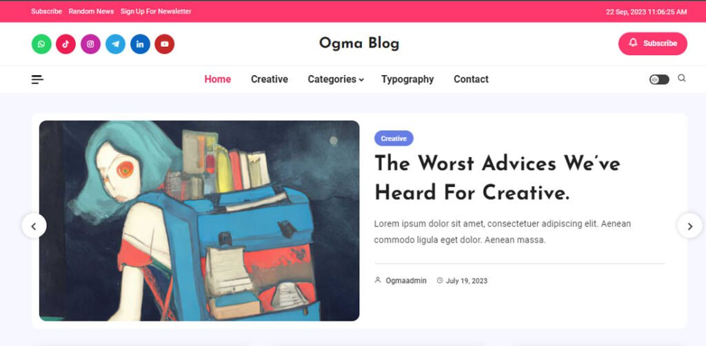 Best WordPress Blog Theme: Ogma Blog