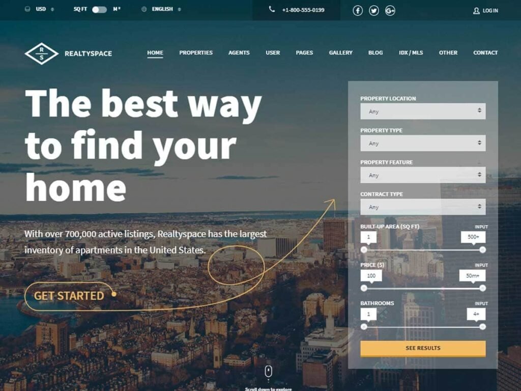 RealtySpace: Best WordPress Real estate themes