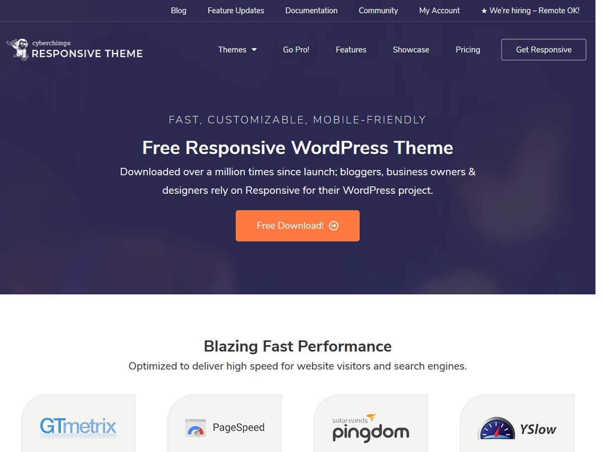 Responsive- free simple WordPress themes for beginners