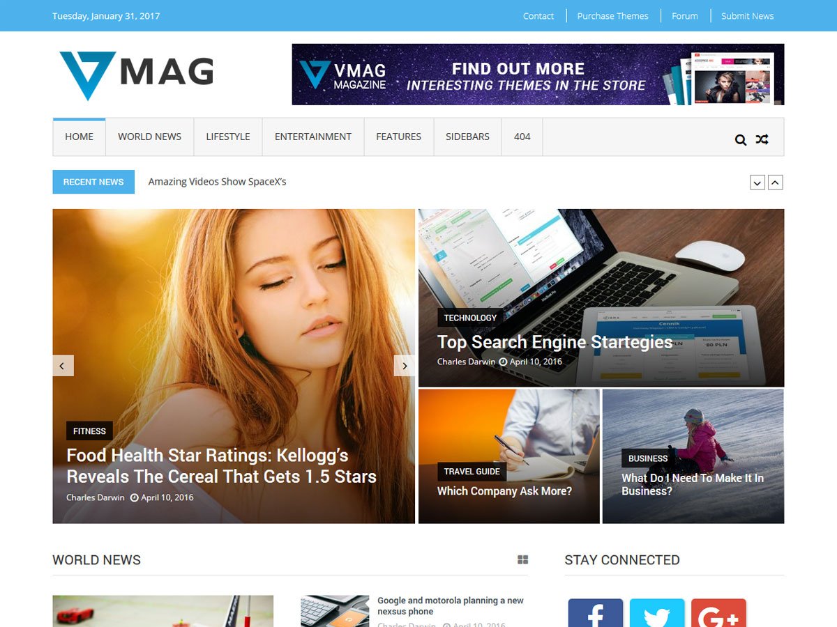 Best Free Responsive WordPress Magazine Themes :Vmag