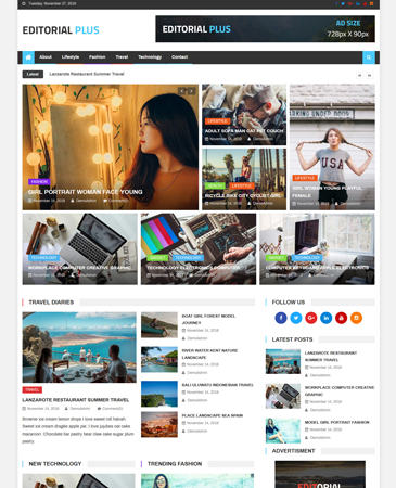 Free magazine WordPress Theme: Editorial Plus