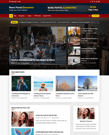 Free Elementor Based Magazine WordPress Theme: news-portal-elementrix