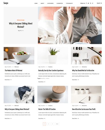 Saaya: Creative Blogging WordPress Theme